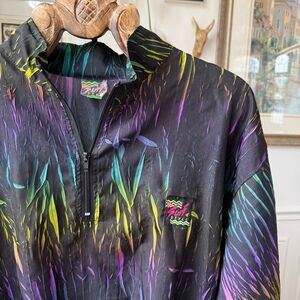 Vintage 90s Surf Style 1/4 Zip Windbreaker Pullover Jacket Interplanetary Multic